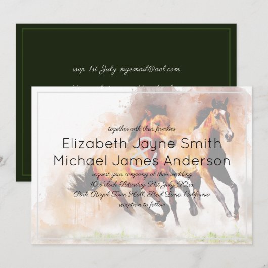 Ranch Chevaux Sauvages Invitations de mariage (Devant / Derrière)