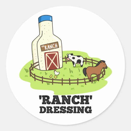 Ranch Dressing Funny Food Pun Ronde Sticker (Voorkant)