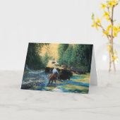 Ranch horse and Angus cattle herd drive and river Kaart (Gele Bloem)