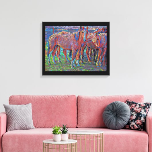 Ranch Horses Abstracte originele kunst Canvas Afdruk (Insitu (Woonkamer))