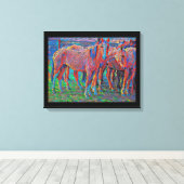 Ranch Horses Abstracte originele kunst Canvas Afdruk (Insitu (Houten vloer))