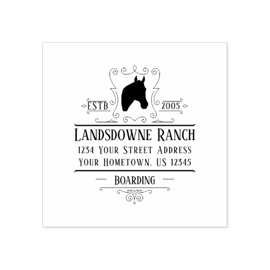 Ranch Paard Hoofd Silhouet Retouradres | Rubberstempel (Afrduk)