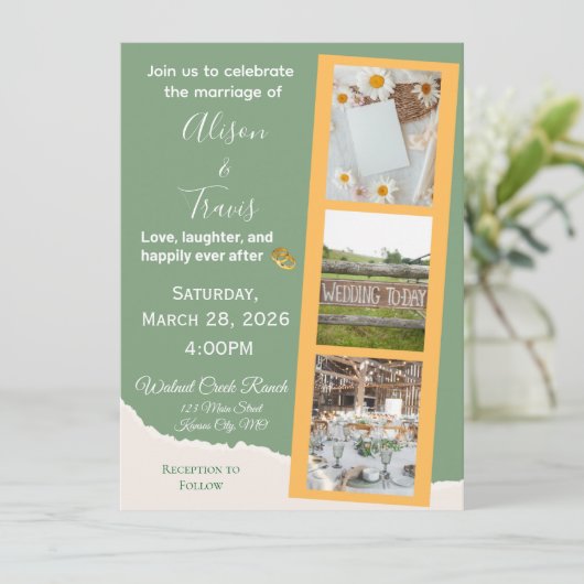 RANCH-STIJL BRUILOFT UITNODIGING (Staand voorkant)