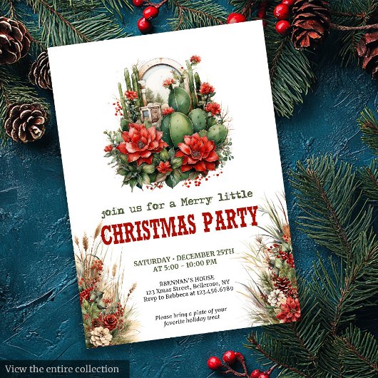 Ranch style Christmas party printable invite Kaart