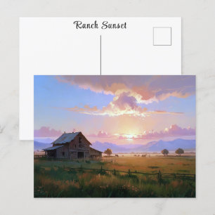 Ranch Sunset Sunrise schilderij verlaten oud Boerd Briefkaart