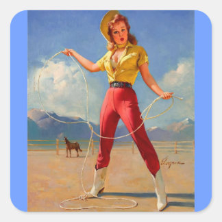 Ranch Western meisje Vierkante Sticker