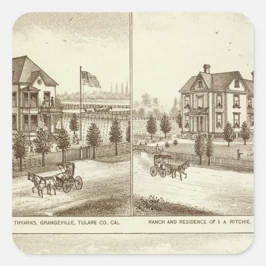 Ranches, Grangeville, Cal Vierkante Sticker (Voorkant)