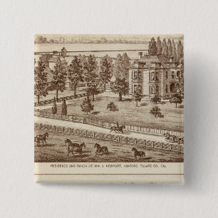 Ranches, Hanford, Cal Vierkante Button 5,1 Cm