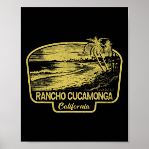 Rancho Cucamonga Californië Strand Surfen Vintage Poster