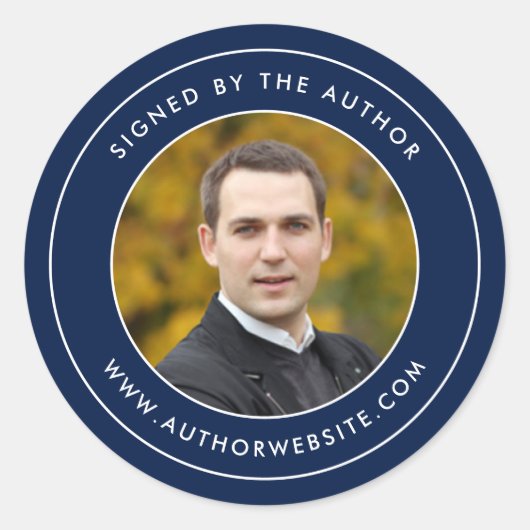 Rand bewerkbare kleur ondertekend door de auteur f ronde sticker (Voorkant)