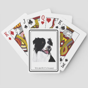 Rand Collie Black en White Pet Dog- Pokerkaarten