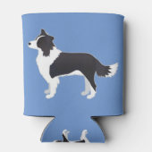 Rand Collie Black Hondenras Side Uitzicht Silhouet Blikjeskoeler (Achterkant)