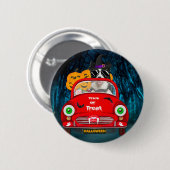 Rand Collie Dog Driving Car Scary Halloween Ronde Button 5,7 Cm (Voorkant /achterkant)