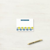 Rand Collie Dog & Paw Yellow & Blue Grid Lines Post-it® Notes (Op bureau)