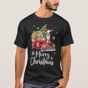 Rand Collie Dog Riding Red Truck - kerstboom T-shirt