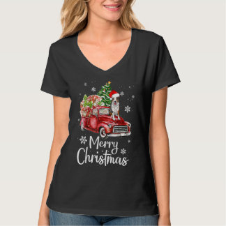 Rand Collie Dog Riding Red Truck - kerstboom T-shirt