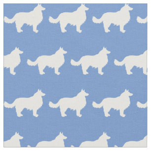 Rand Collie Dog Silhouette Pet Light Blue Stof
