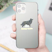 Rand Collie Dog Yellow & Black Grid Line Sticker (Telefoon)