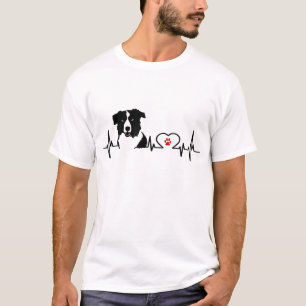 Rand Collie Heartbeat Heart Line Gift Idee T-shirt