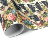  rand collie illustratie cadeaupapier (Rol Hoek)