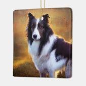 Rand collie keramisch ornament (Links)