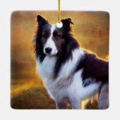 Rand collie keramisch ornament (Achterkant)