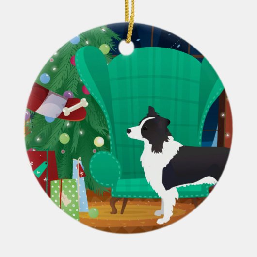 Rand Collie kerstkerstkerstcadeau Keramisch Ornament (Voorkant)