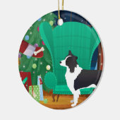 Rand Collie kerstkerstkerstcadeau Keramisch Ornament (Links)