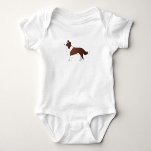 Rand Collie Red Hondenras Side Uitzicht Silhouette Romper (Voorkant)