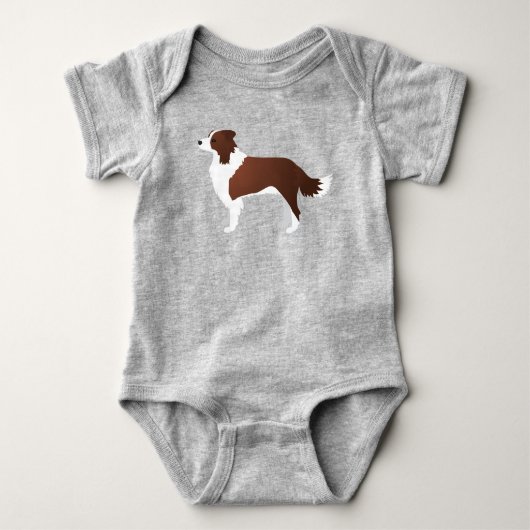 Rand Collie Red Hondenras Side Uitzicht Silhouette Romper (Voorkant)