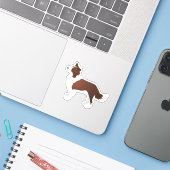 Rand Collie Red Hondenras Side Uitzicht Silhouette Sticker (Laptop met iPhone)
