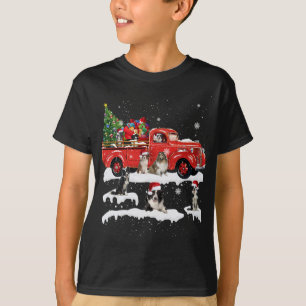 Rand Collie Riding Red Truck Merry Kerstmis X-m T-shirt