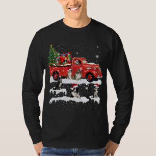 Rand Collie Riding Red Truck Merry Kerstmis X-m T-shirt