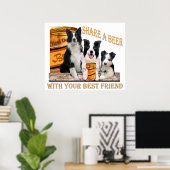 Rand Collie Share A Beer Poster (Thuiskantoor)