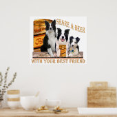 Rand Collie Share A Beer Poster (Keuken)