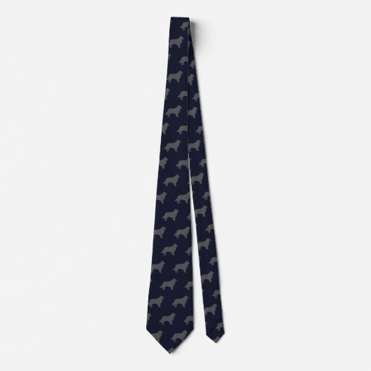 Rand Collie Silhouettes Pattern Blue en Grey Stropdas (Voorkant)
