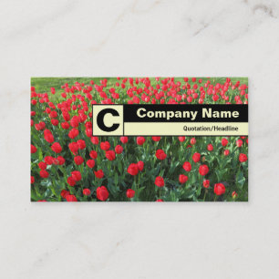 Rand gelabeld monogram - Bed of Red Tulips 01 Visitekaartje