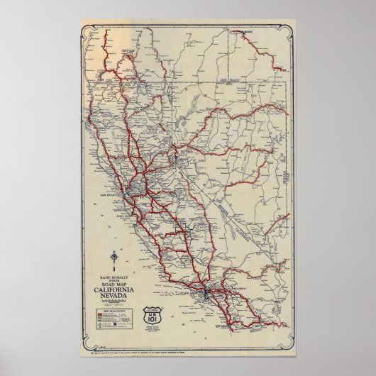 Rand McNally Junior Road Map California en Nevada Poster (Voorkant)