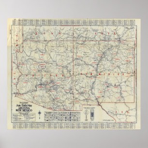 Rand McNally Officiële Auto Trails 1925 Poster