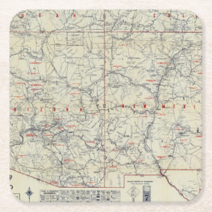 Rand McNally Officiële Auto Trails 1925 Vierkante Kartonnen Onderzetter