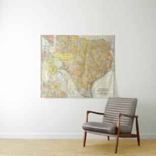 Rand McNally Railroad en County Map of Texas Wandkleed