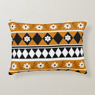 Rand Streep Bloem Diamant Boho Bloemen Patroon Accent Kussen