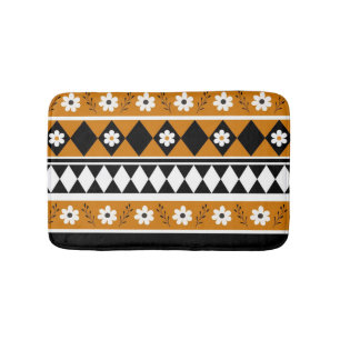 Rand Streep Bloem Diamant Boho Bloemen Patroon Badmat