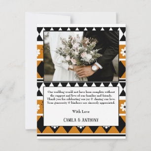 Rand Streep Bloem Diamant Boho Bloemen Patroon Bedankkaart