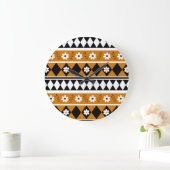 Rand Streep Bloem Diamant Boho Bloemen Patroon Grote Klok (Huis)