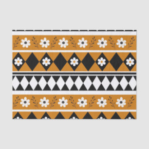 Rand Streep Bloem Diamant Boho Bloemen Patroon Tissuepapier