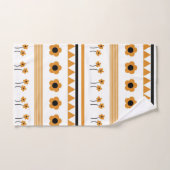 Rand Streep Bloem Driehoek Boho Patroon Bad Handdoek (Handdoek)