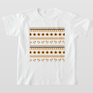 Rand Streep Bloem Driehoek Boho Patroon T-shirt