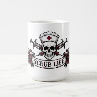 Rand Tattoo Schedel Verpleegster Scrub Leven Koffiemok