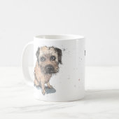 Rand Terrier-tekening, gepersonaliseerde Vaderdag Koffiemok (Voorkant links)